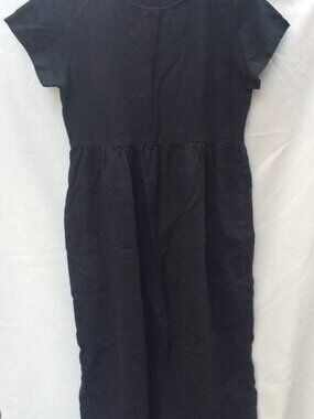 Pyne & Smith Black Linen Midi Dress with Back Waist Tie - Size M